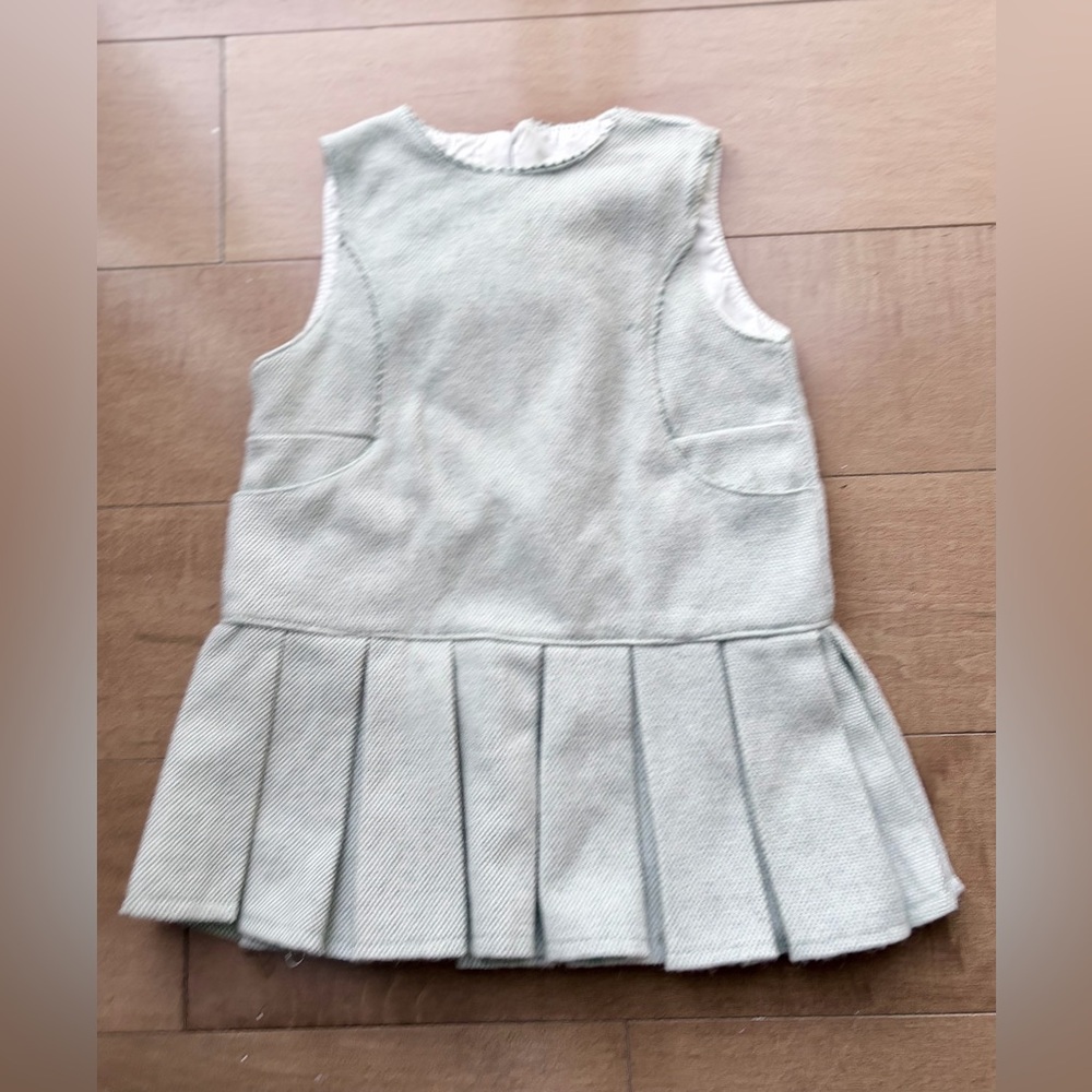 Marie-Chantal Baby Dress — Pleated Wool-Blend, Made in Portugal (18M)